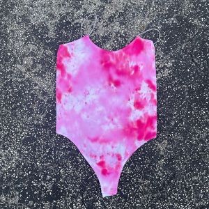 Pink tie dye body suit